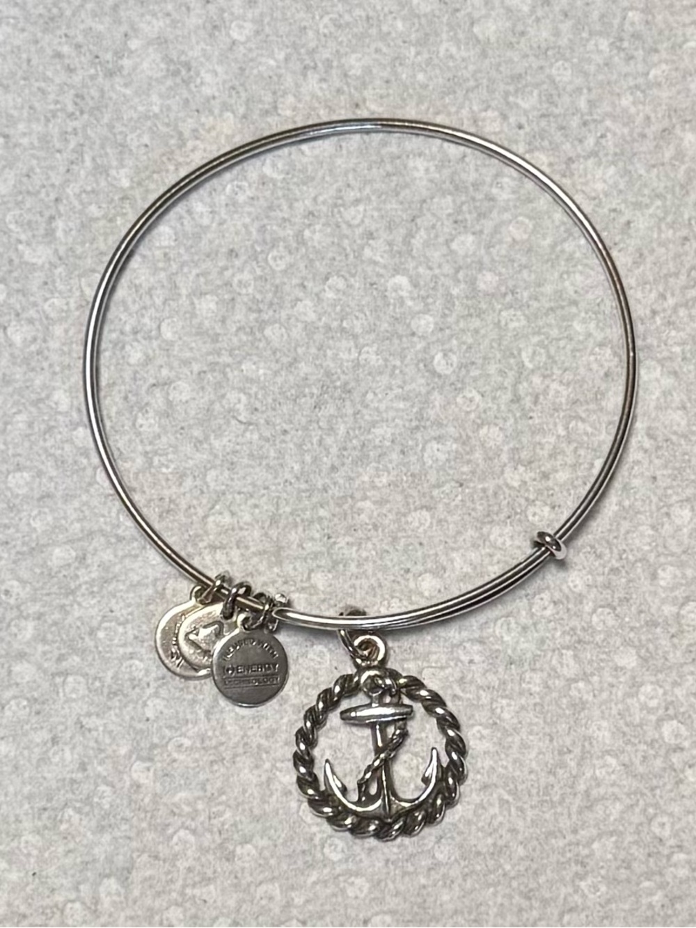 Alex and Ani Silver Anchor Rope Circle Charm Bangle